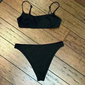 Babaton high waisted bikini black with gold hardware adjustable straps Gorgeous